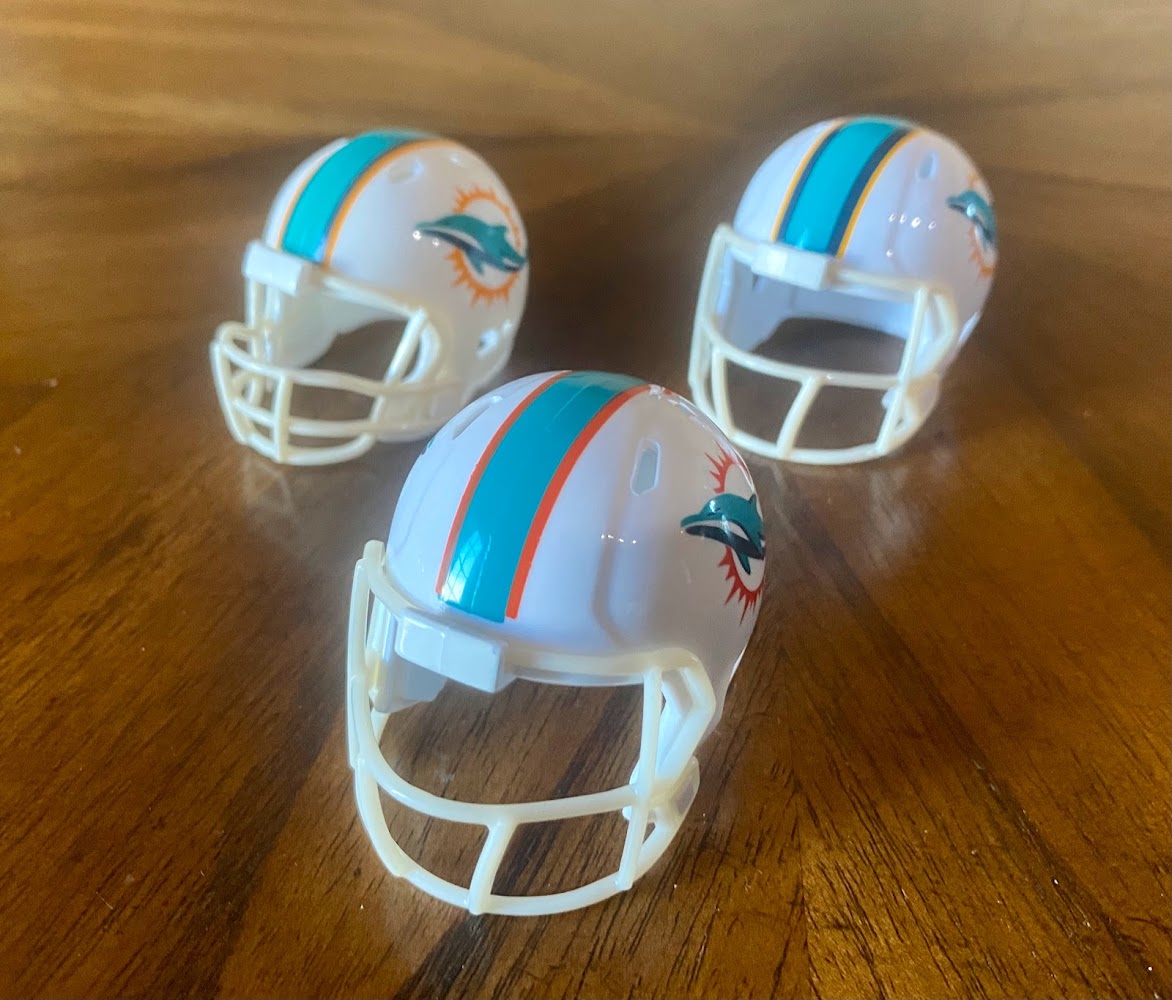 FS Miami Dolphins 1966-1996 Throwback Football Helmet Stripes Teal 20 mil 3M 